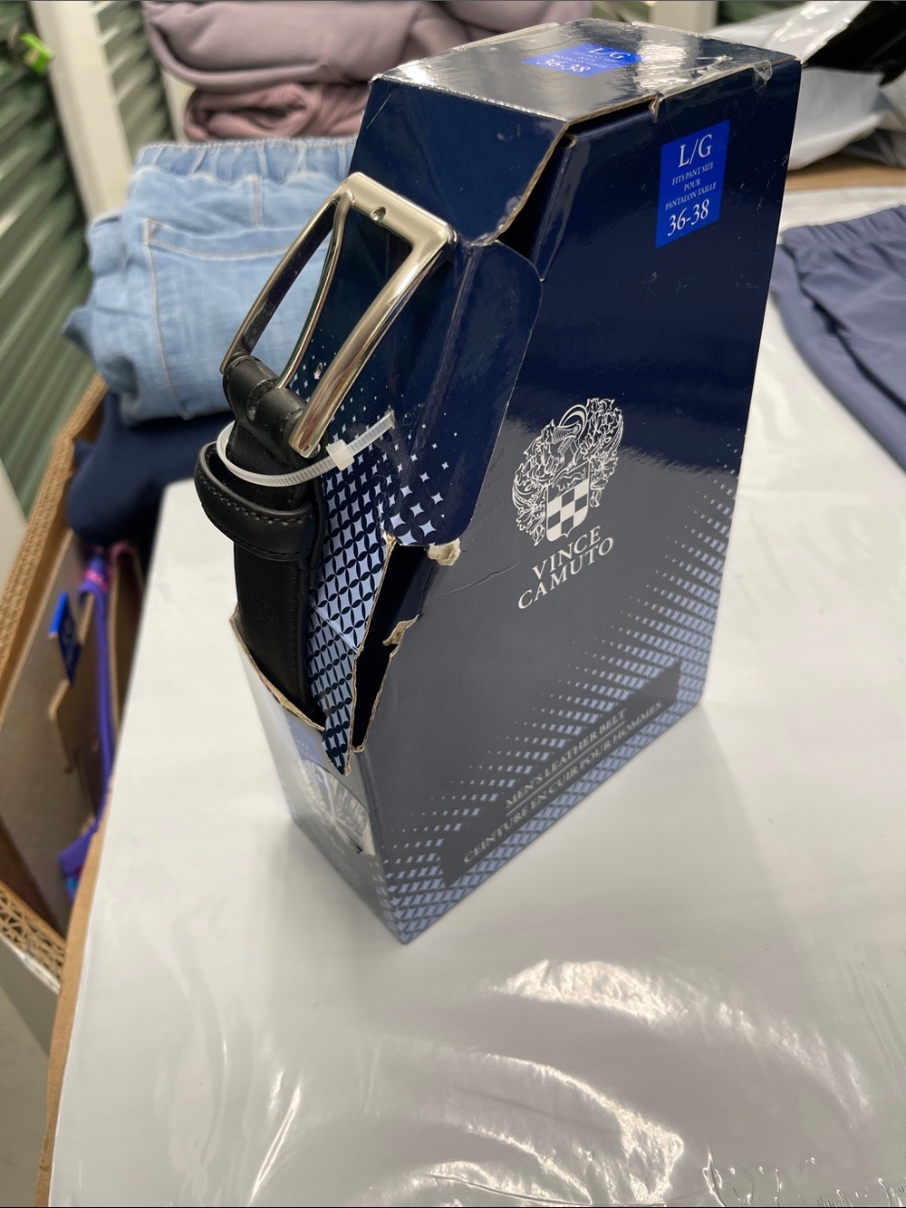 Vince Camuto Black Leather Belt with Silver Buckle